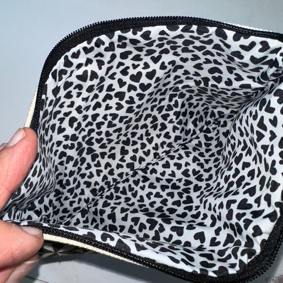Brighton Canvas Zippered Pouch LOVE Black White Red Makeup Bag 5.5" x 9.5" - Picture 5 of 9